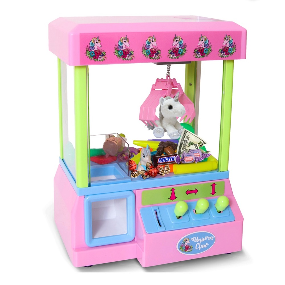 Claw Machine Arcade Game with Sound, Unicorn Themed Mini Candy Grabber Prize